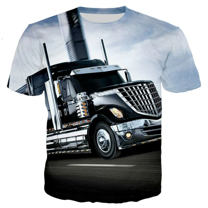 Summer New Heavy Truck 3D Print T-Shirts Fashion Men\'s Women Short Sleeve T Shirt Oversized Harajuku Y2k Tops Tees Kids Clothing