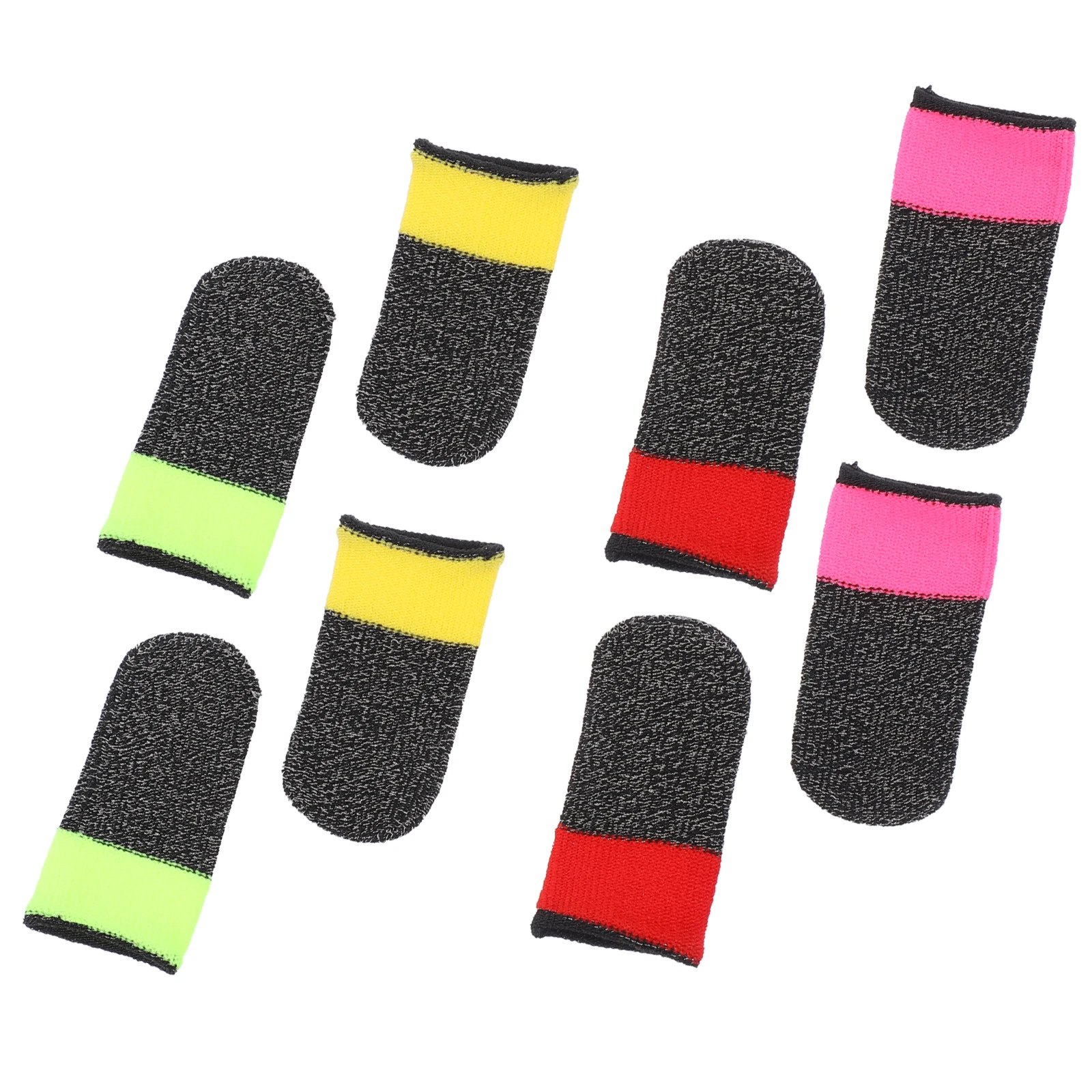 

4 Pairs Gaming Finger Cot 24 Gauge Silver Fiber Red Pink Green Yellow Anti slip Sweat resistant Thumb Protector Game Supply