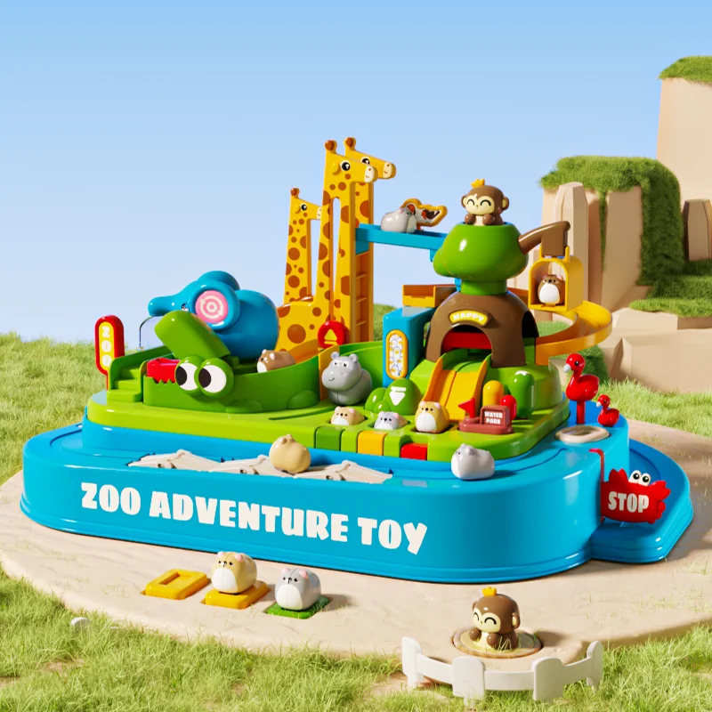 

Kids Zoo Adventure Track Toys DIY Assembly Animals Slide Track Race Car Children Hand-eye Coordination Educational Desktop Games