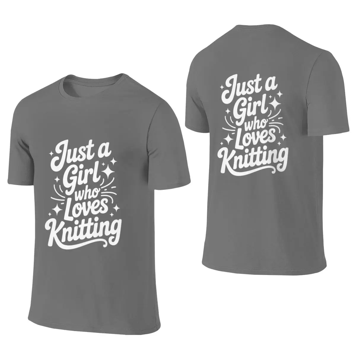 Just A Girl Who Loves Knitting Simple Reversible T-shirt Korean-Style Lazy Eco-Friendly Printing Men's T-shirts