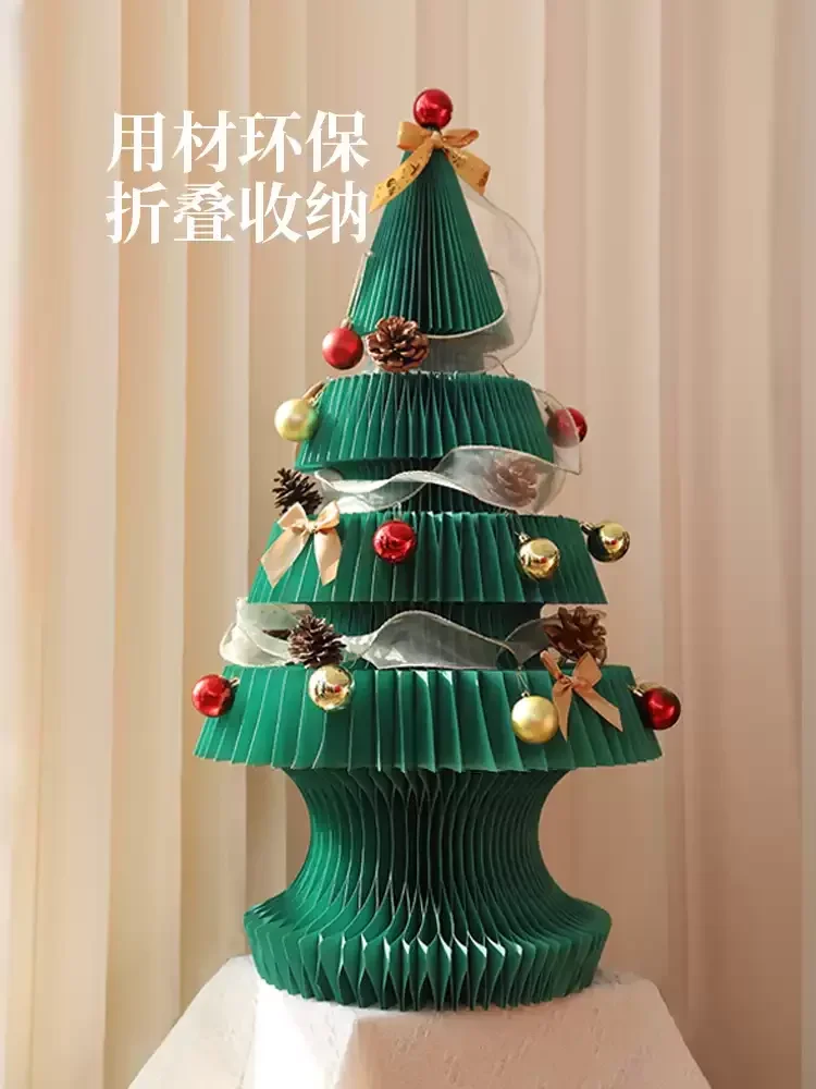 

Creative Christmas tree foldable shopping mall window decoration ornament desktop luminous Christmas tree paper