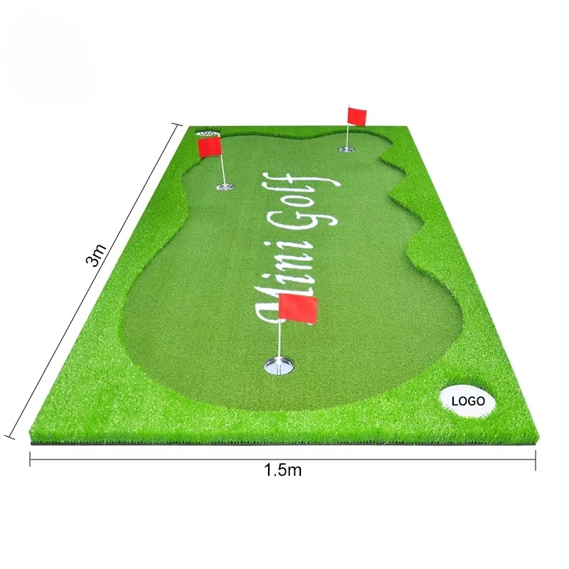 

1.5X3m Portable Golf Putter Practice Mat Custom Logo Foldable Indoor Outdoor Golf Putter Green