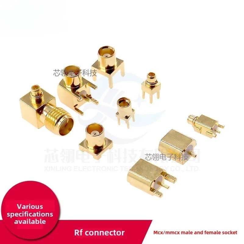 MCX-KE Socket welded PCB circuit board MCX-JE-KWE female head seat son Four-legged curved right Angle MCX patch antenna