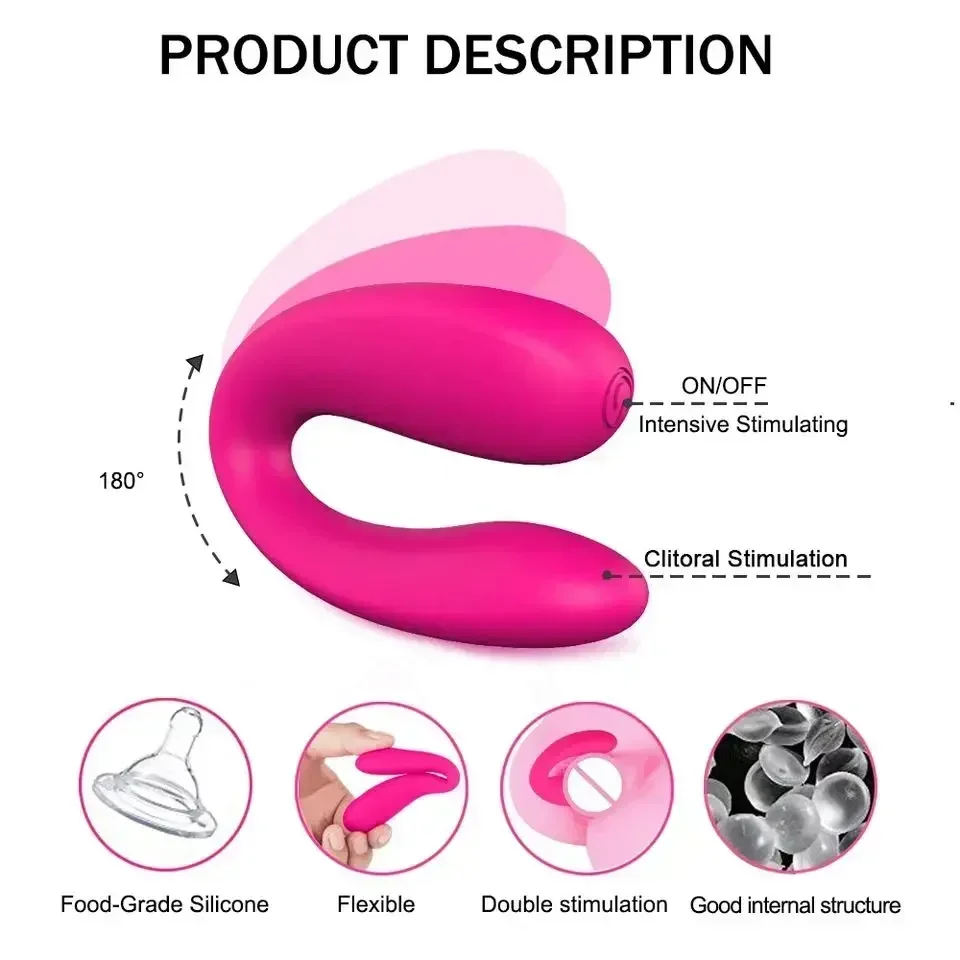 Couple Vibrator Vagina Clitoris Stimulate U Type Vibrator G-Spot Massage Fema Sturbator Sex Toys For Women Adults Products
