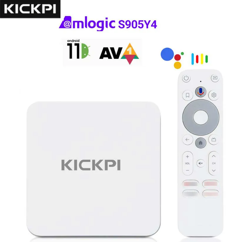 

KICKPI KP1 Android 11Google TV Box Amlogic S905Y4 2GB 32GB Support AV1 1080P H.265 4K 2.4G&5G Wifi BT5.0 Android tv Box