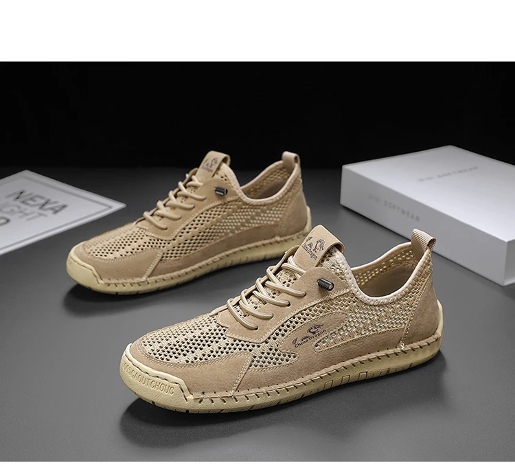 Herren-Freizeitschuhe aus Mesh, atmungsaktive Loafer, leichte Herren-Sneaker, flache Fahrschuhe, Größe Herren, Mesh-Schuhe, Sneakers – Detail 15