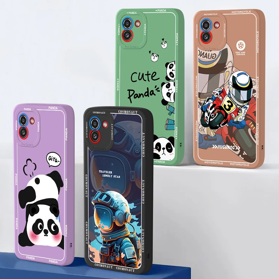 For Samsung Galaxy A03 Core Case A032F Liquid Soft Silicone Cute Panda Cover Case For Samsung A03 A 03 Global A035F Funda Bumper