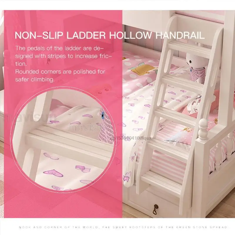 Lit superposé de style rural coréen avec rangement pour filles, meubles de chambre créatifs, moderne, minimaliste, haut et bas, princesse, blanc