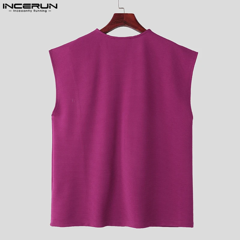 2024 Men\'s Tank Tops Solid Color O-neck Sleeveless Men Clothing Streetwear Summer Loose Fashion Casual Male Vests S-5XL INCERUN