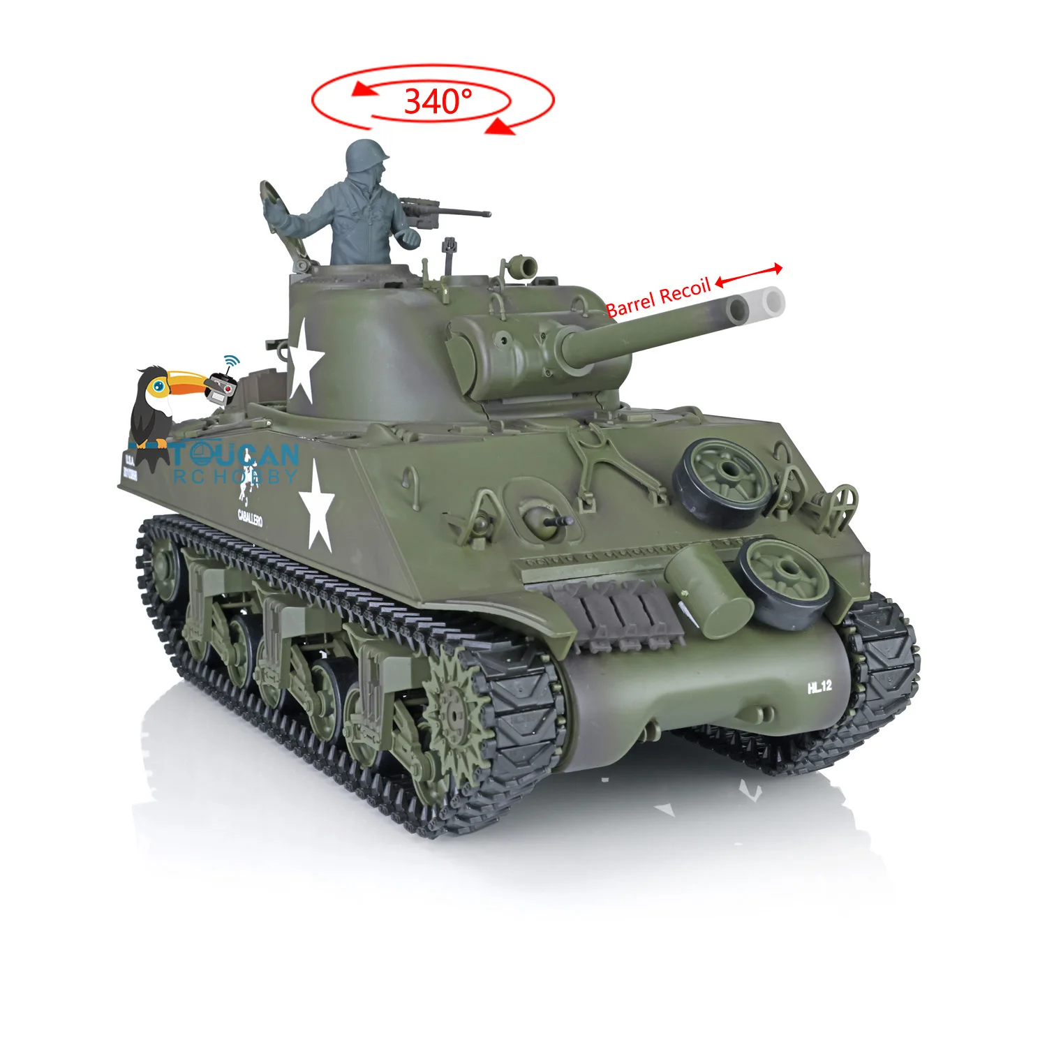 Heng Long 1/16 RC Tank 7.0 Plastic M4A3 Sherman RTR Model 3898 Barrel Recoil Battle Against Outdoor Toys for Boy TH17666-SMT7