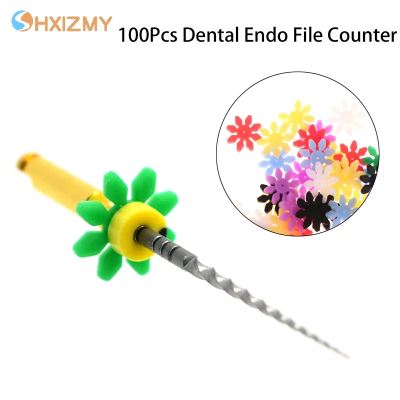 

100Pcs Flower Shaped Dental Endo File Stoppers Disinfection Root Canal Rotary File Counter Silicone Marking Circle Ring Counting