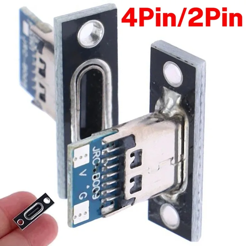 5Pcs USB 3.1 Type C Socket with Screw Fixing Plate Type-C USB Jack 3.1 Type-C 2Pin 4Pin Female Connector Jack Charging Port