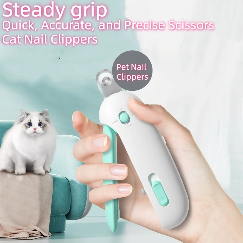 Pet Gravity Push Nail Clipper, Adjustable Round Hole Cat Nail Trimmer, Safe Blind Clipper Avoid Cutting Quick, Pet Grooming Tool