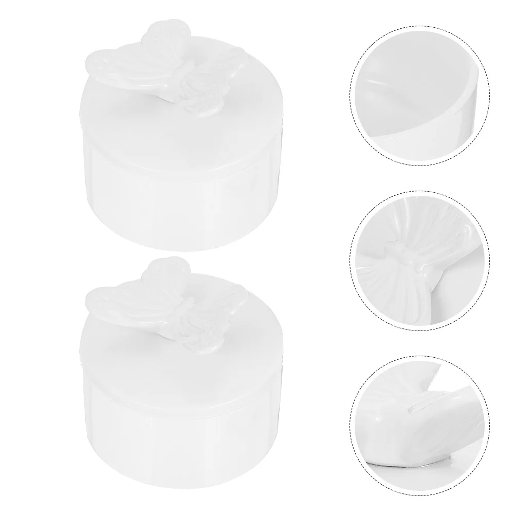 

2Pcs Ceramic Jewelry Box Decorative Storage Container with Removable Lid for Home Wedding Organizer Ceramic Jewelry Box