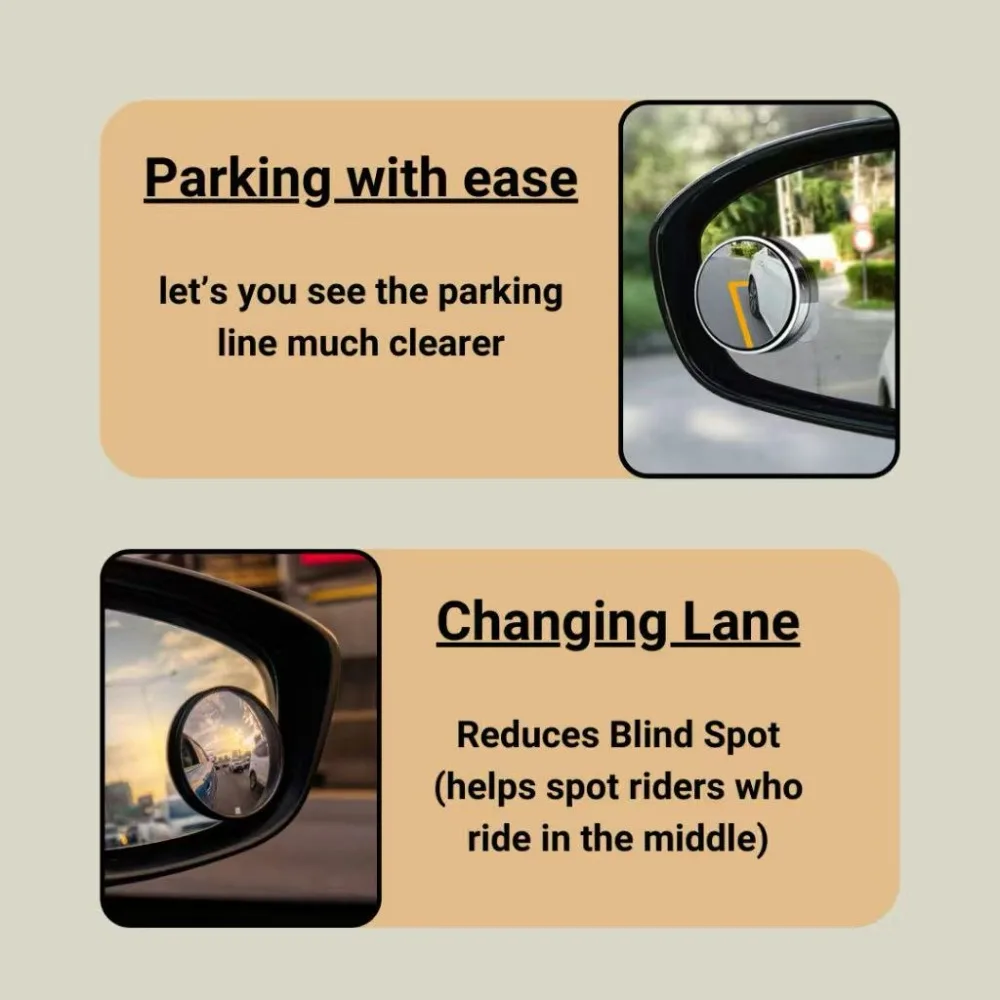 A Pair of 360-Degree Adjustable Wide-Angle Blind Spot Mirrors, Reversing Mirrors, and Rearview Mirrors - view 4