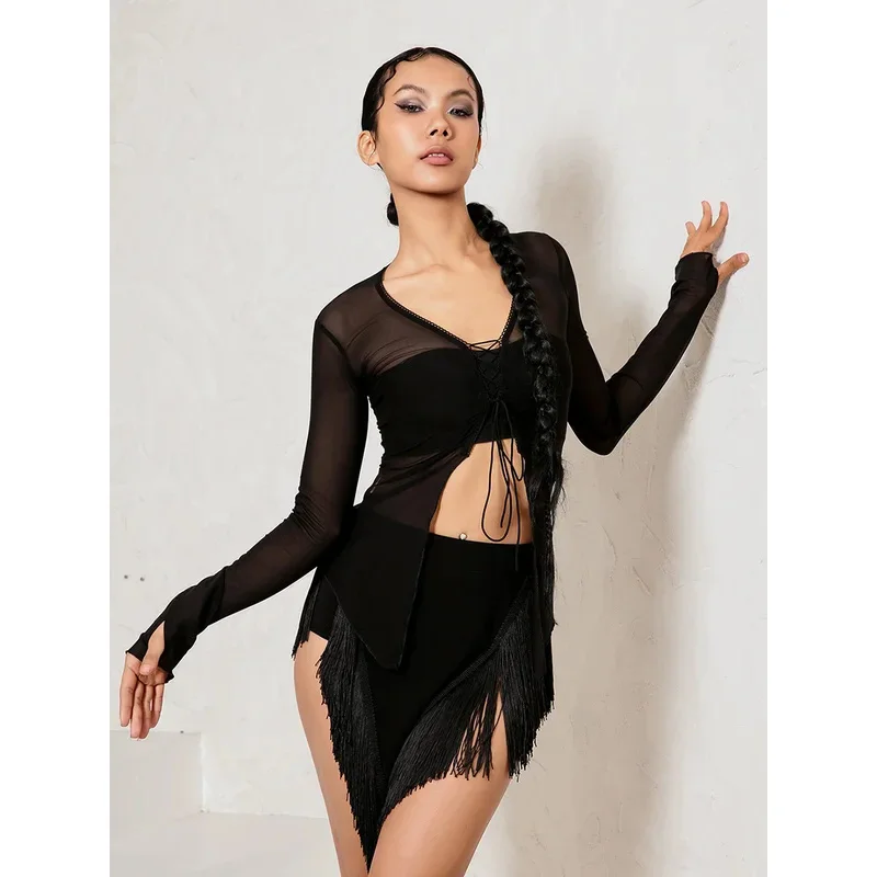 MN1 женское боди для латинских танцев, сексуальный сетчатый топ, леопардовое боди для бальных танцев, трико для латинских танцев, тренировочная одежда, румба, чача, Practi8/yG