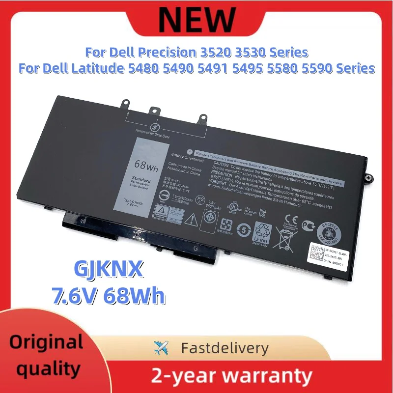 GJKNX Laptop Battery For Dell Precision 3520 3530 Dell Latitude 5480 5490 5491 Dell Latitude 5495 5580 5590 Series GD1JP 7.6V