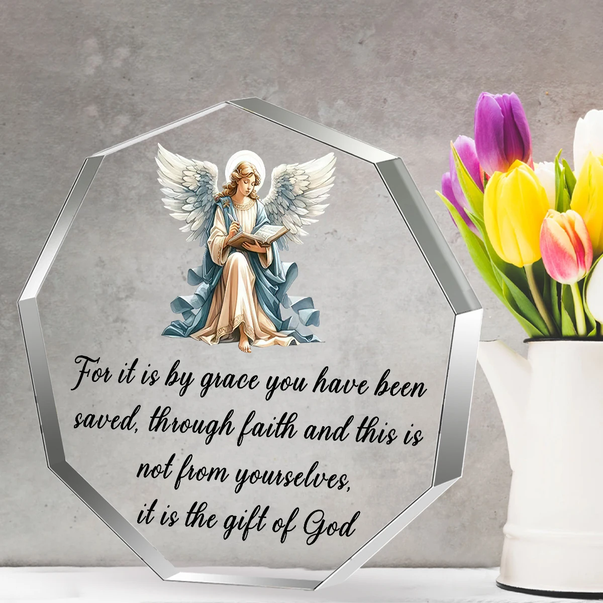 2D Flat Design, 1 Piece Bible Verse Acrylic Nativity Scene Ornament, Ideal for Easter - Religious Holiday Gift for Christians