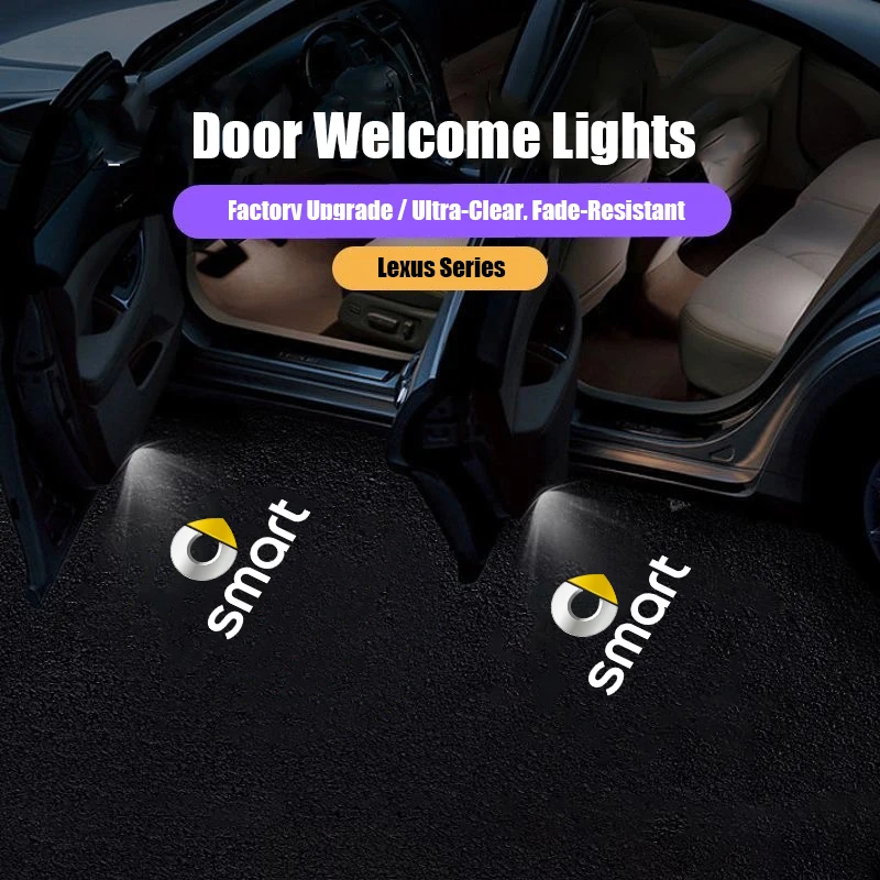 

2Pcs HD Led Welcome Light Car Door Projector Lamps For Smart Fortwo Forfour 451 453 450 452 454 Roadster Coupe Cabrio Crossblade