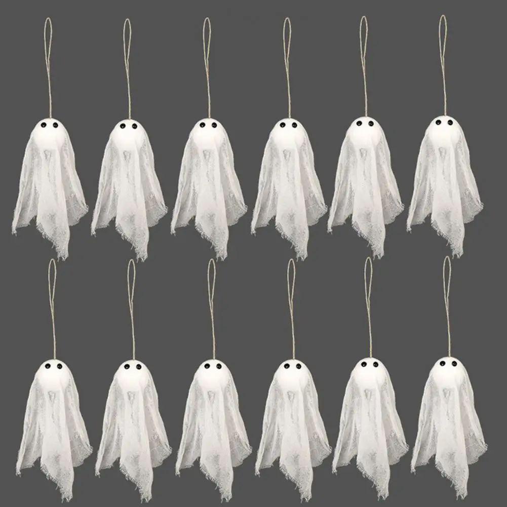 Juego de decoraciones de Halloween, adornos colgantes de fantasma de Halloween, decoración de fiesta de Casa Encantada, tela blanca para patio