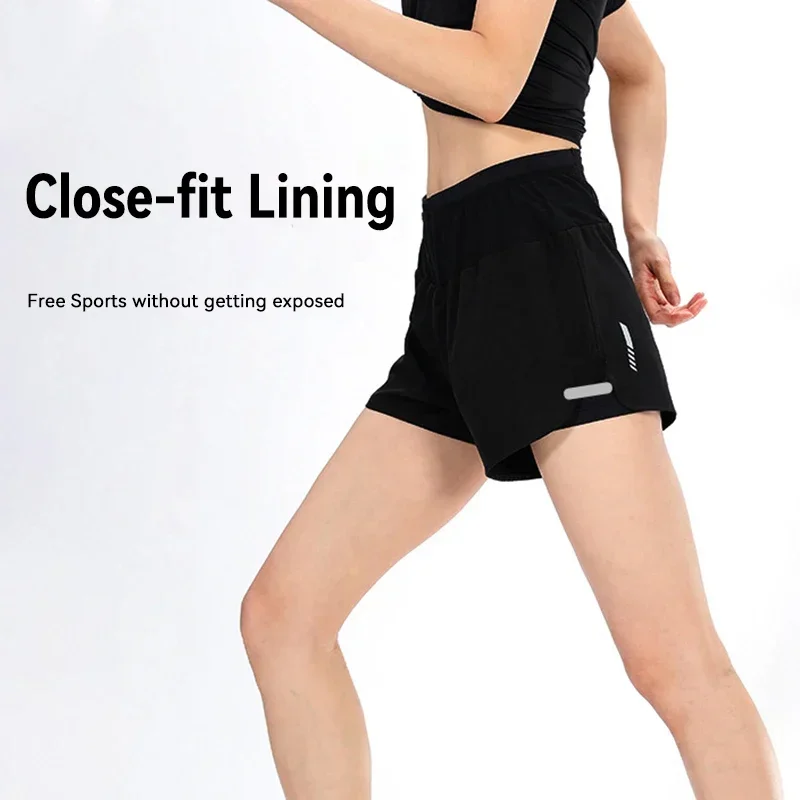 Quick Dry Fitness Shorts Women High Waist Reflective Yoga Running Shorts M 5XL