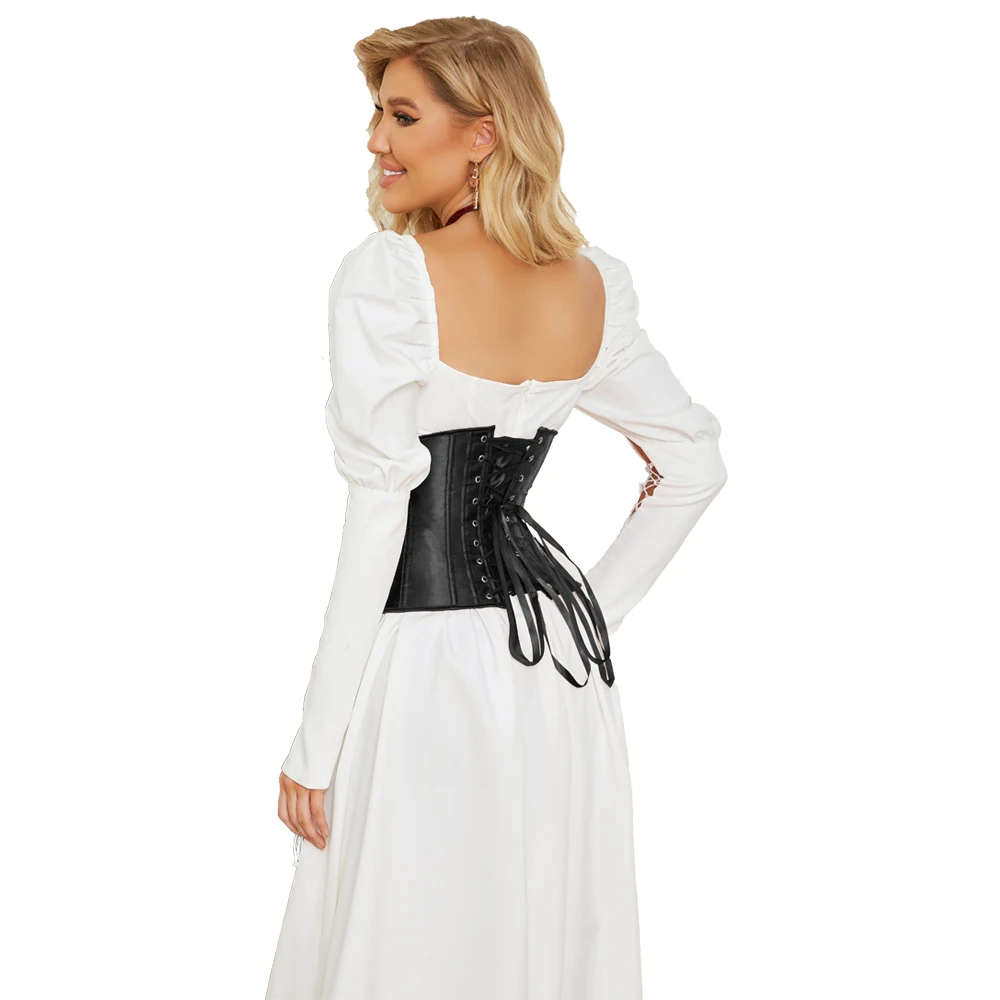 Corset Mujer Satin Underbust Korset Gothic Korsett For Women Sexy Gorset Minceur Black Korse Gothique Femme Bone Corsets