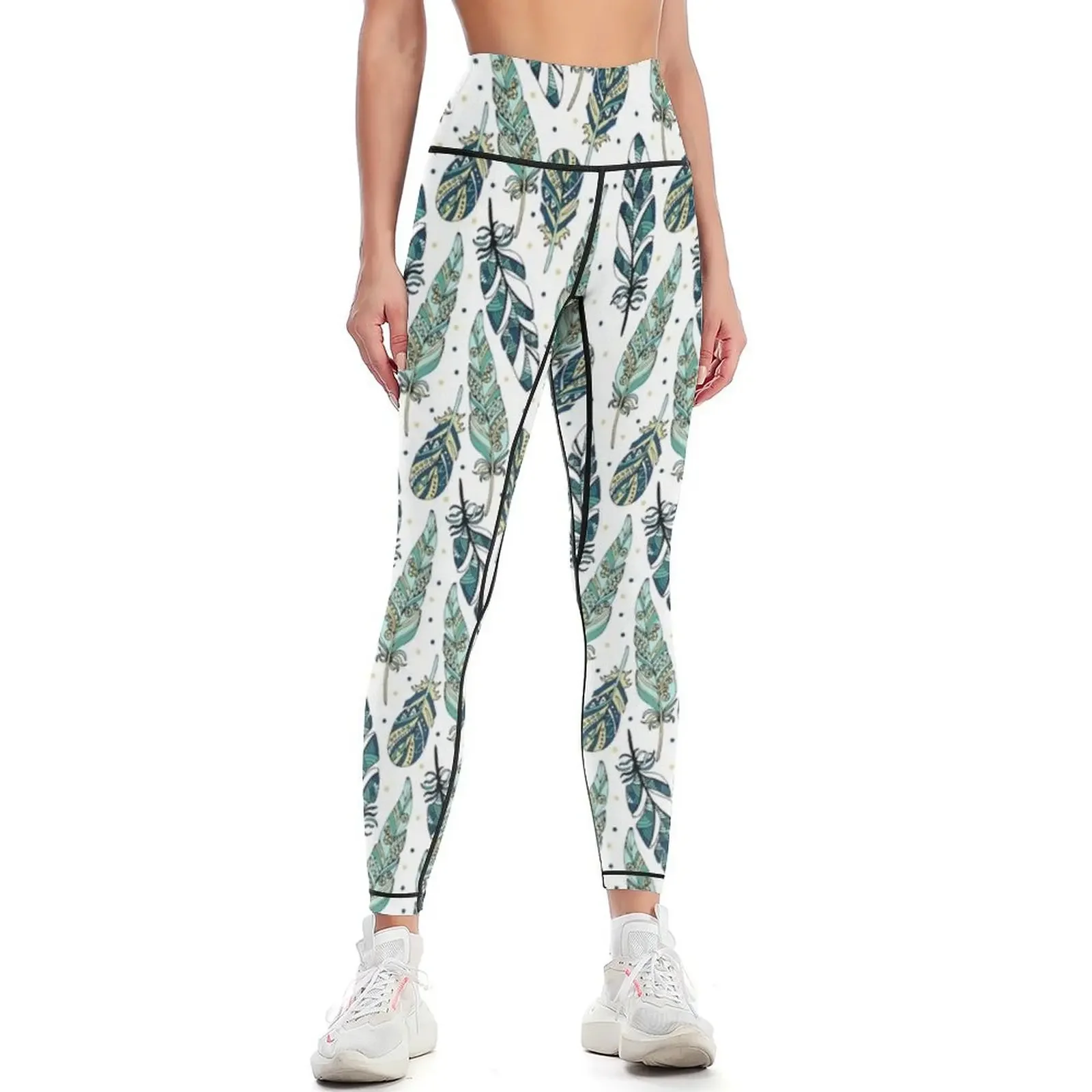 

Feathers Leggings leggins push up woman sport legging sport set legging gym Womens Leggings