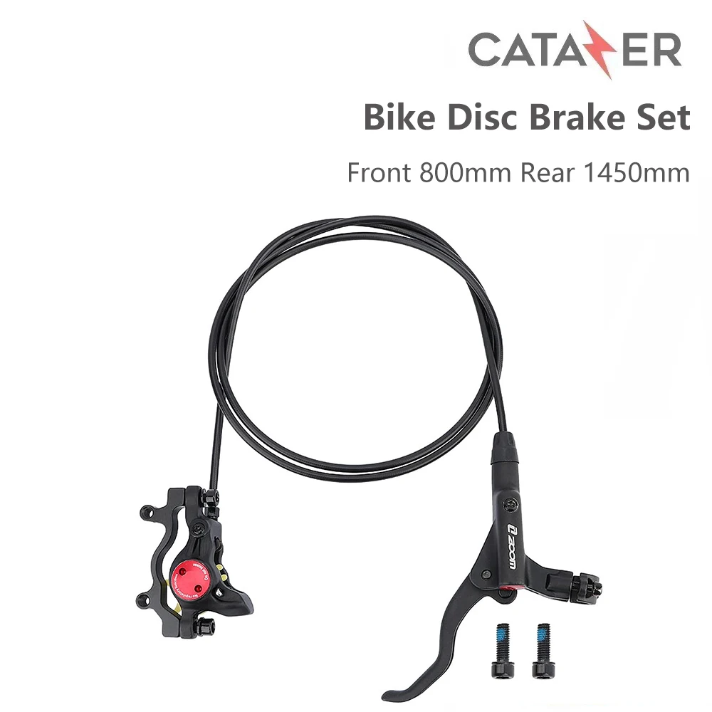 CATAZER Disc Brake Set with Brake Levers Caliper Oil Cable Front 800mm Rear 1450mm for Mountain/Fat/E-Bike Scooter Disc Brake