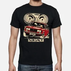 Hot Sale Classic Spanish S E A T 1430 Cartoon Car T-Shirt. Cotton Short Sleeve O-neck T-shirt Casual Trend Menswear Men Clothing