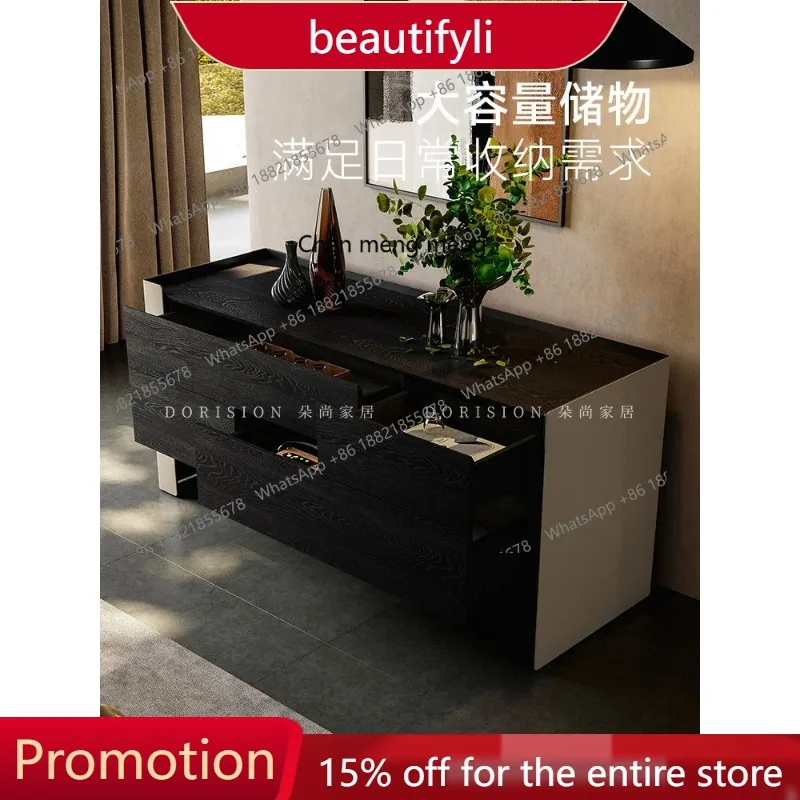 

A57 Итальянский обеденный боковой шкаф, простой современный шкаф для хранения из цельного дерева, светильник для хранения в спальне, роскошный минималистичный входной шкаф