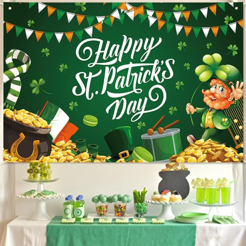 Green St. Patrick's Day Photography Backdrop Celebrate Polyester Happy St. Patrick’s Day Background Festive