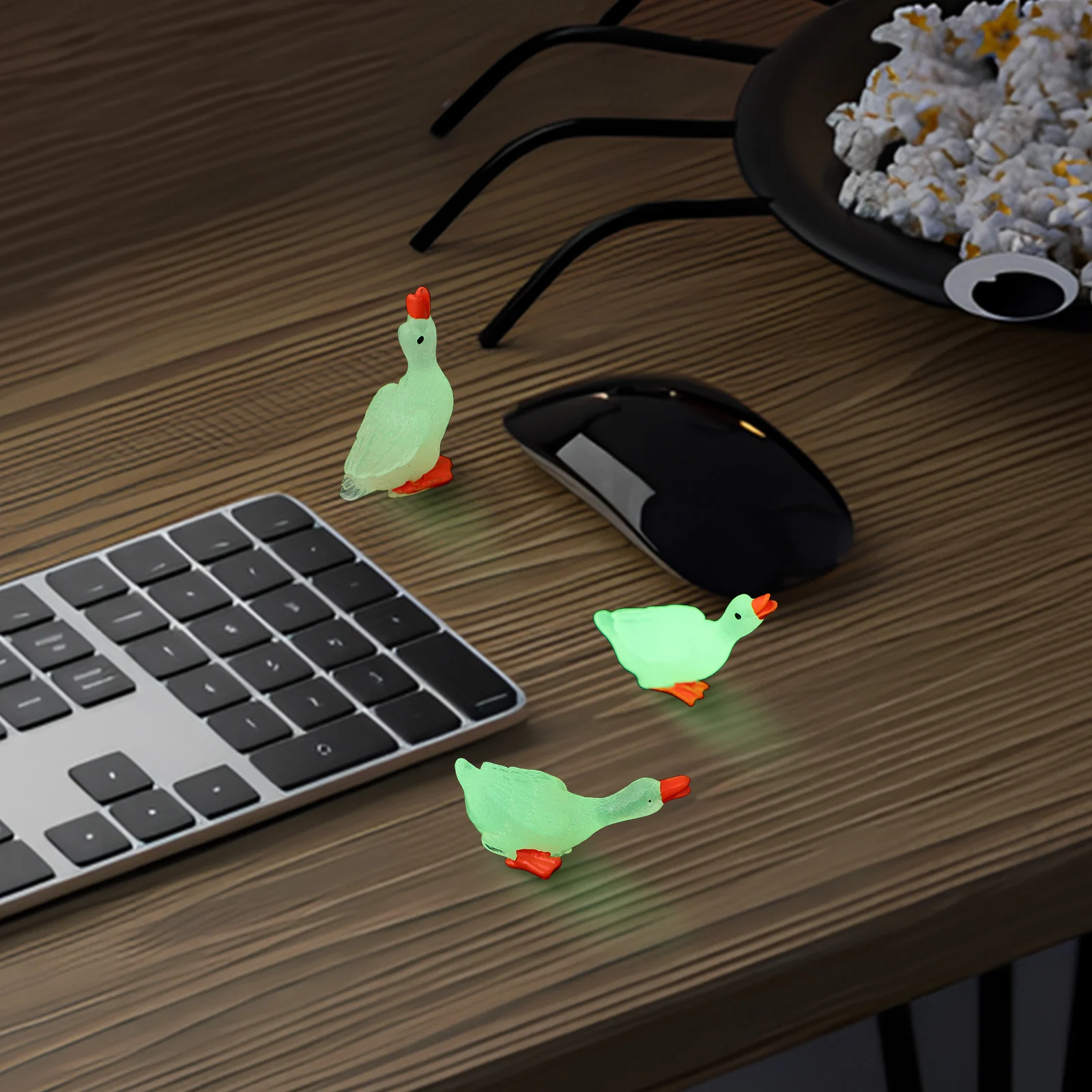 

12 Pcs Night Glow Swan Decor Mini Goose Figurines Luminous Ornament Dark Party Landscape Resin Model Statue