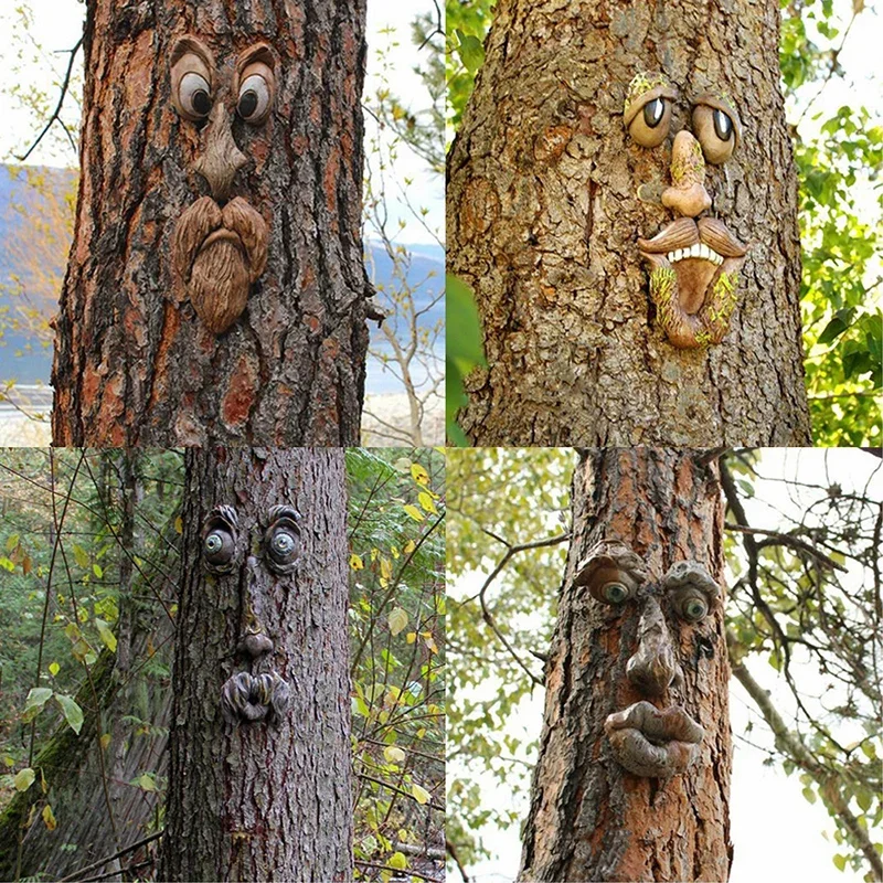 Velho Homem Árvore Hugger Jardim Peeker, Quintal Arte, Ao ar livre, Escultura Engraçada Velho Homem Face, Cara de Árvore lunática, Decoração do jardim