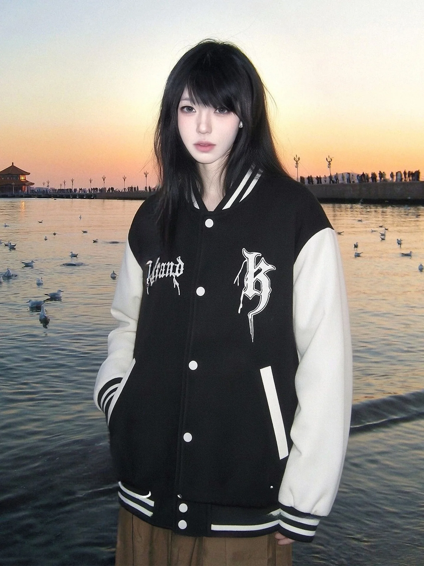 

Американская свободная женская бейсбольная куртка в стиле весенней моды с цветными блоками, укороченная, винтажная, спортивная верхняя одежда