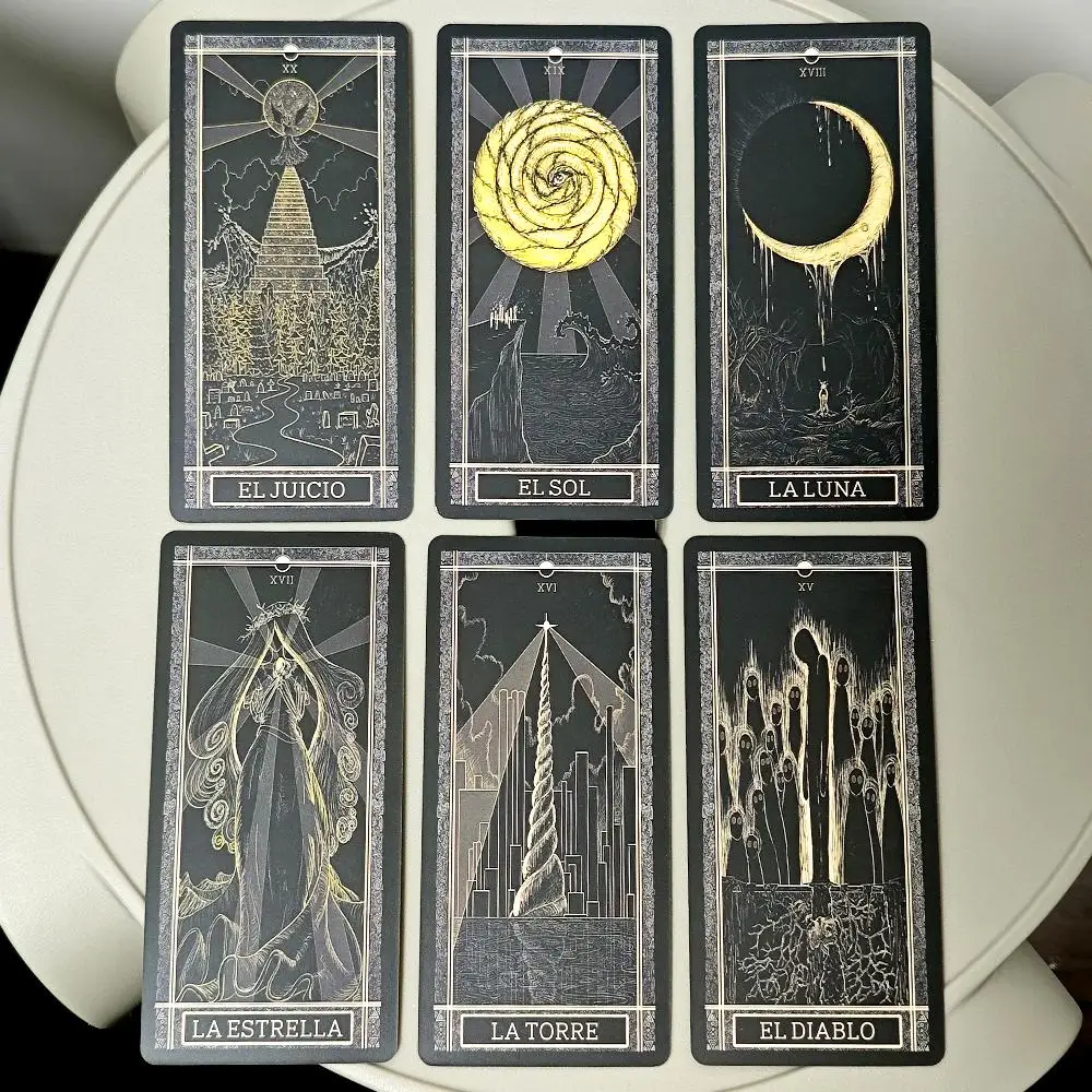 Kinner Tarot Deck 11*5.3 ซม. แรงบันดาลใจจากจักรวาลวาดด้วยมือ 78 การ์ดแบบดั้งเดิมไพ่ทาโรต์ในภาษาสเปน Espanol