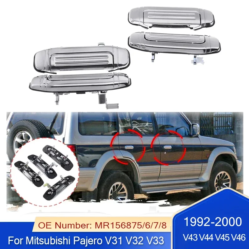 

2PC 4PC Front Rear Left Right Car Outer Exterior Door Handles Chrome For Mitsubishi Pajero V31-V33 V43-V46 1992-2000 MR156878