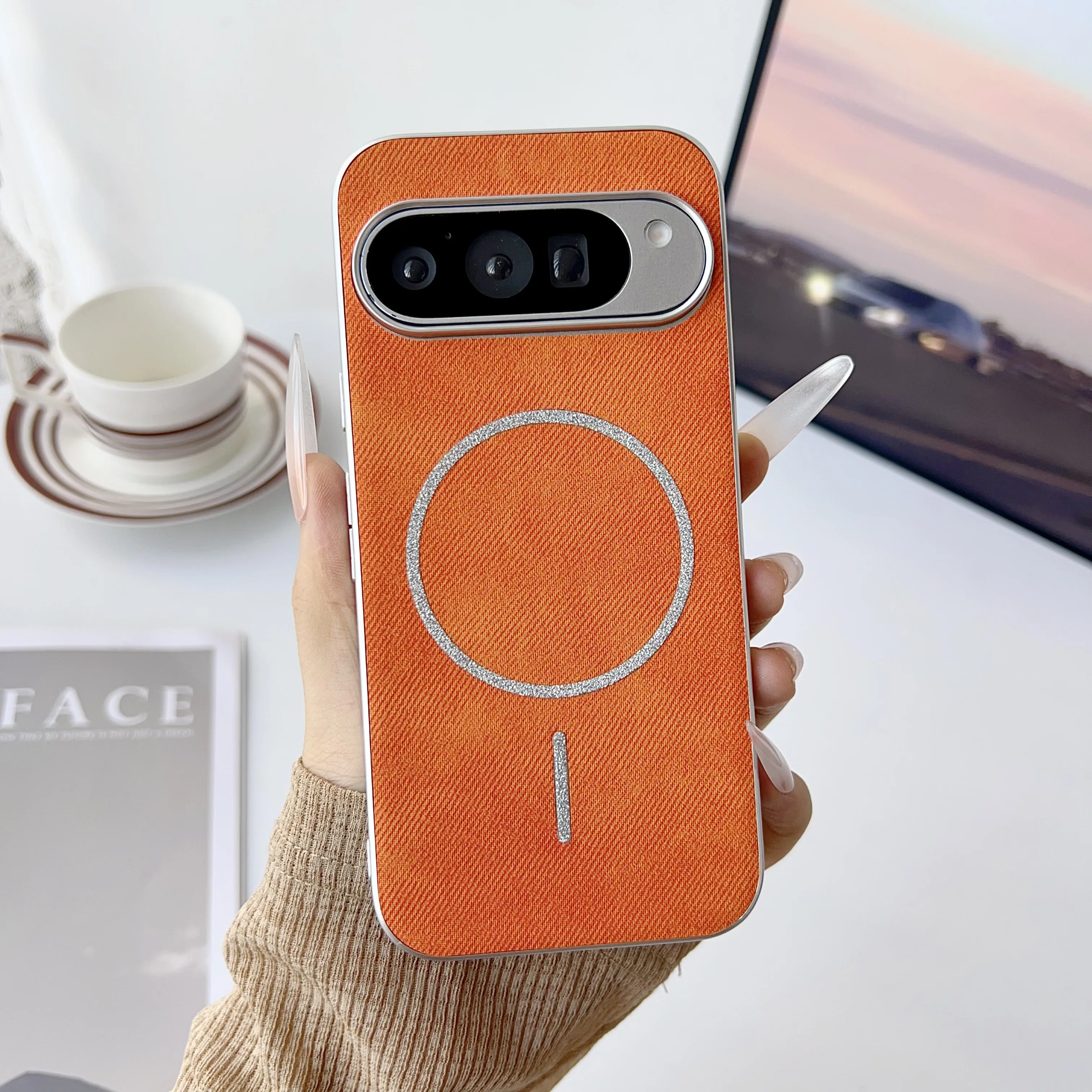 

Shockproof Denim Fabric Pattern Wireless Charging Magnetic Phone Case For Google Pixel 10 Pro XL 9A 9 8, Slim Matte Cover Funda