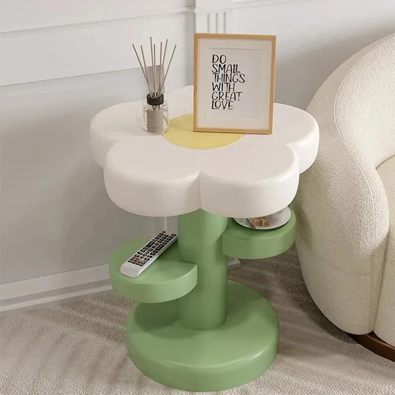 Nordic Flower Side Table Bedroom Nightstands Modern Small Space Design Bedside Table Mobile Aesthetic Simple Household Furniture