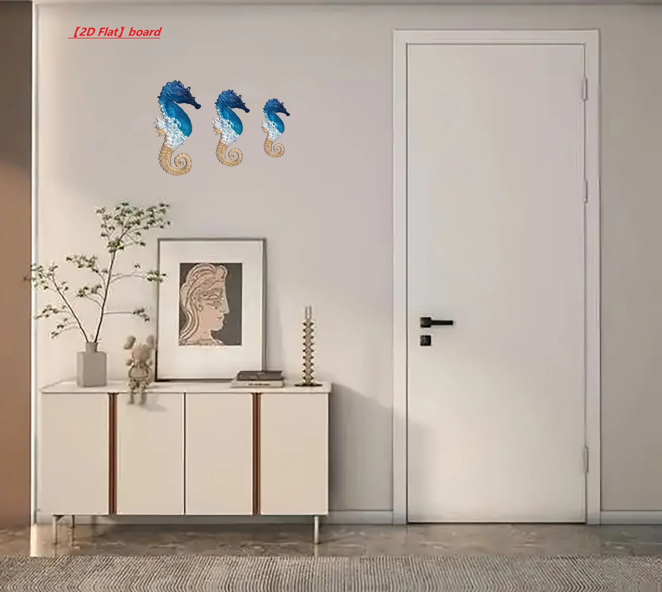 Christmas Santa Claus Reindeer Door Frame Decor, Wooden Corner Ornament with Adhesive Dots for Intercom Doorbell Door Frame
