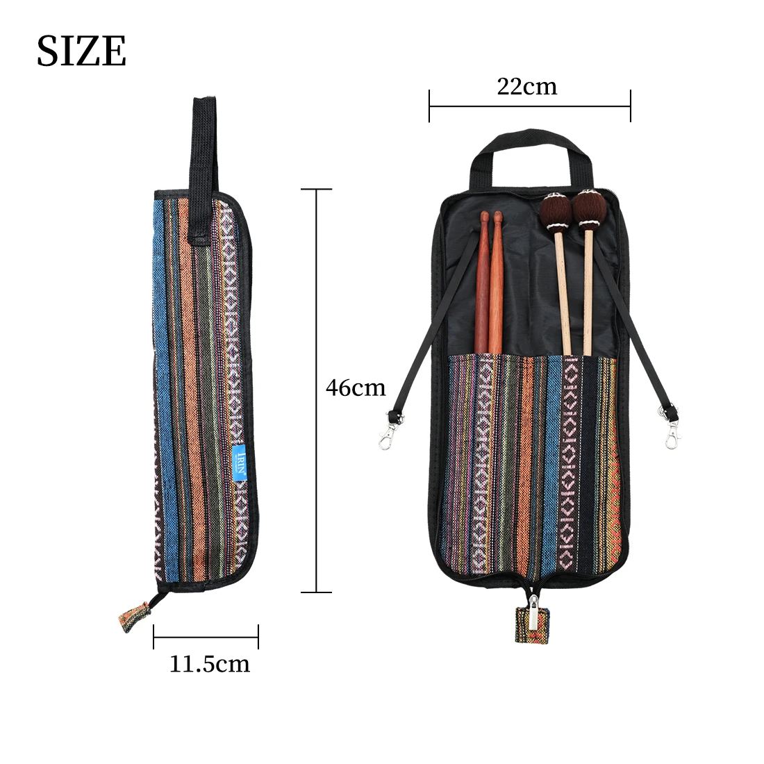 IRIN Drum Stick Bag Portable Waterproof Cotton Drumstick Case Ethnic Wind Percussion Musical Instrument Accessory Drumstick Bag