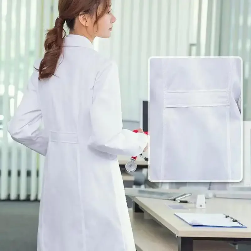 White Lab Coat Experimental Medical Uniform Long Sleeved Student White Coat Food Factory Nurse Uniform Laboratory Work Uniforms