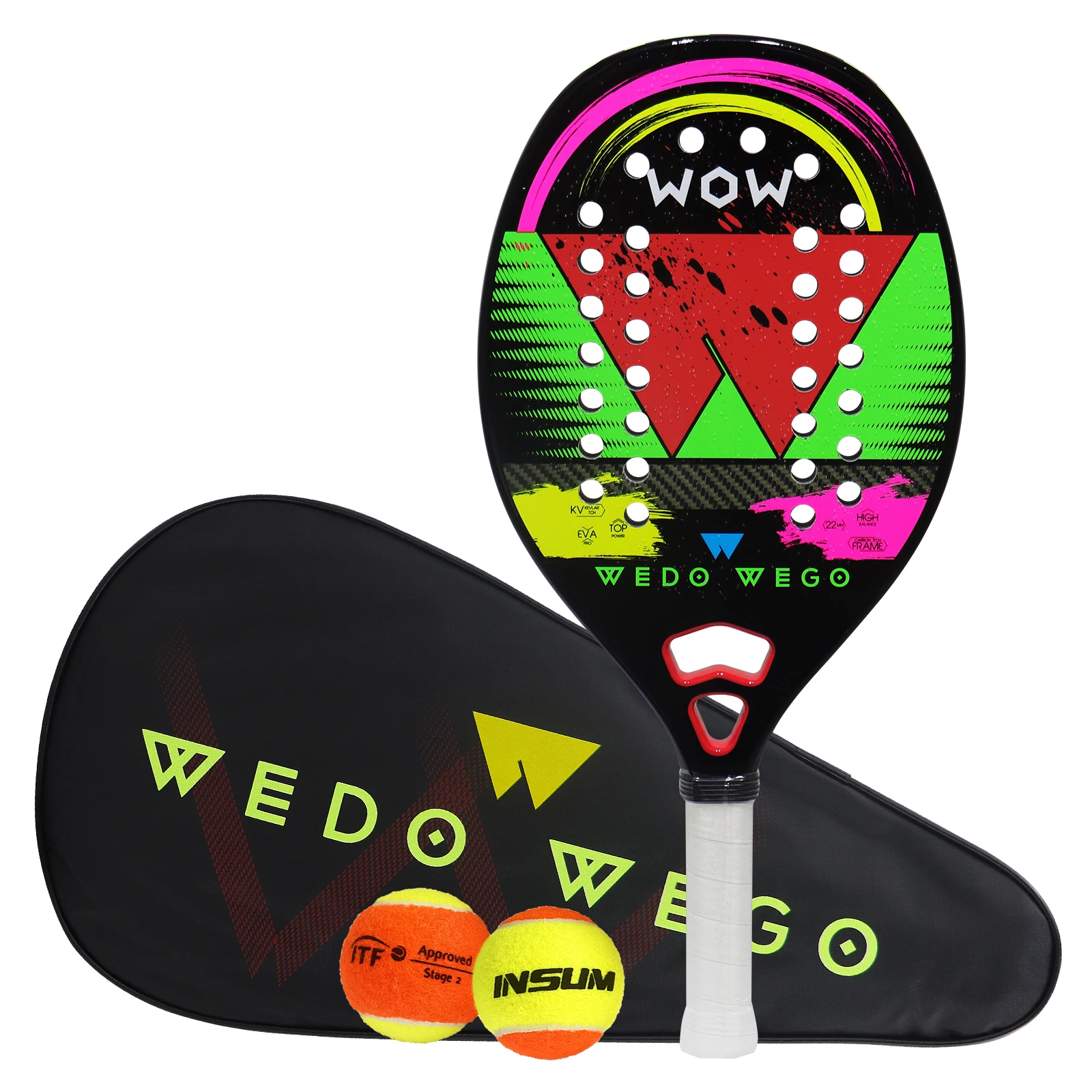 Lightweight Beach Tennis Racket Full Carbon Fiber Professional Carbon Fiber Surface Profil Well Balance With Cover for Women