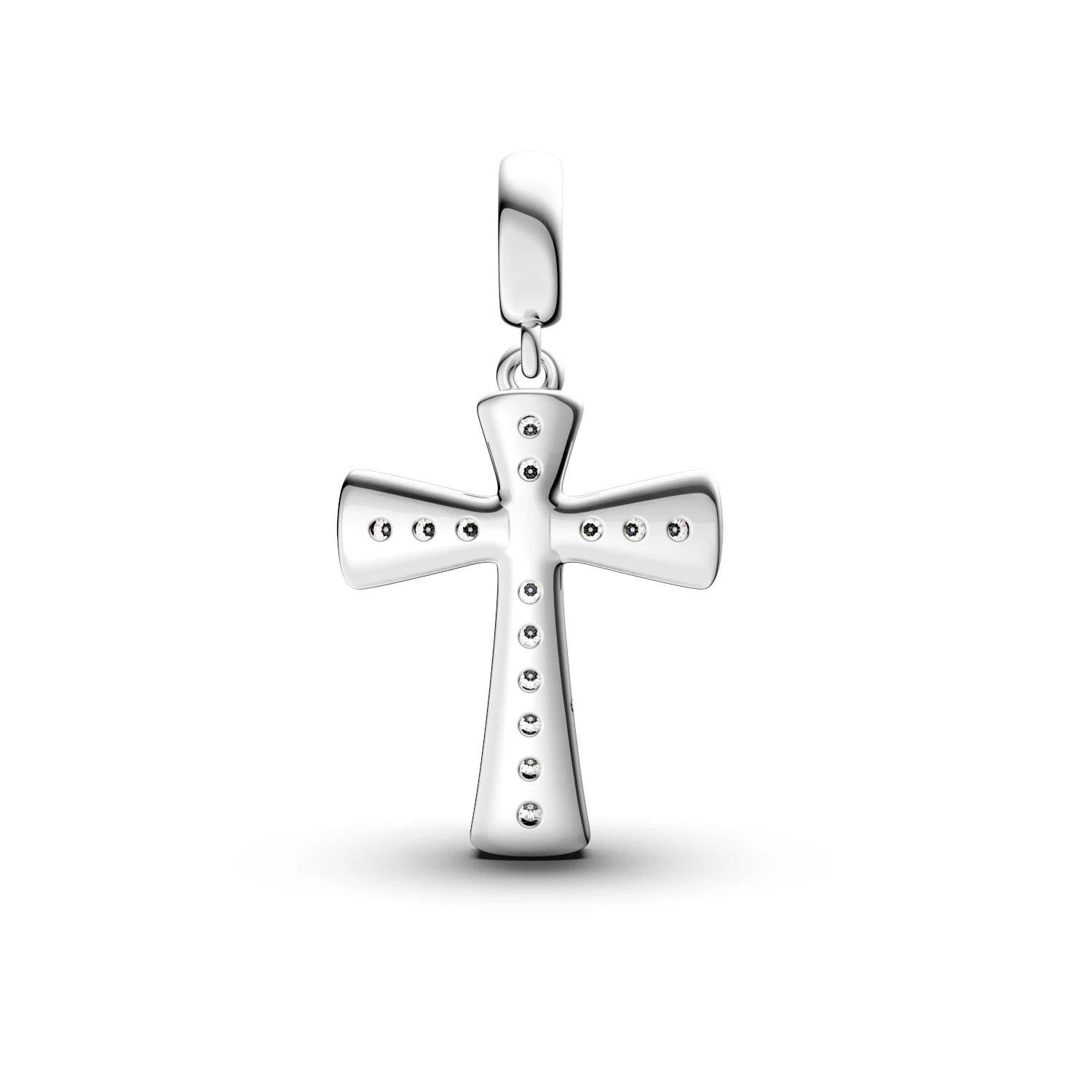 925 Sterling Silver Paved Cross Dangle Charms Large Hole Beads Fit for European Snake Chain Bracelet Religious Jewelry