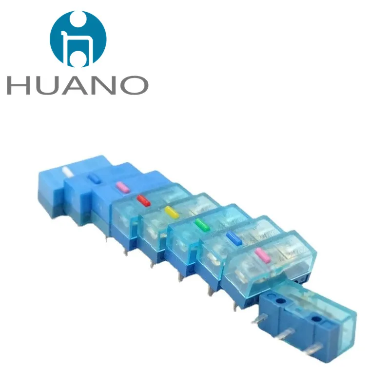 2Pcs 신제품 HUANO 블랙 블루 투명 쉘 음소거 마우스 마이크로 스위치 10M 30M 60M 80M 100 백만 마우스 유지 보수 버튼