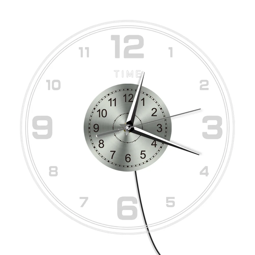 Simple Wall Clock Glow in Dark Minimalist Night Light Home Decor Wall Watch LED Neon Sign Bedside Lamp Wall Clock For Bedroom