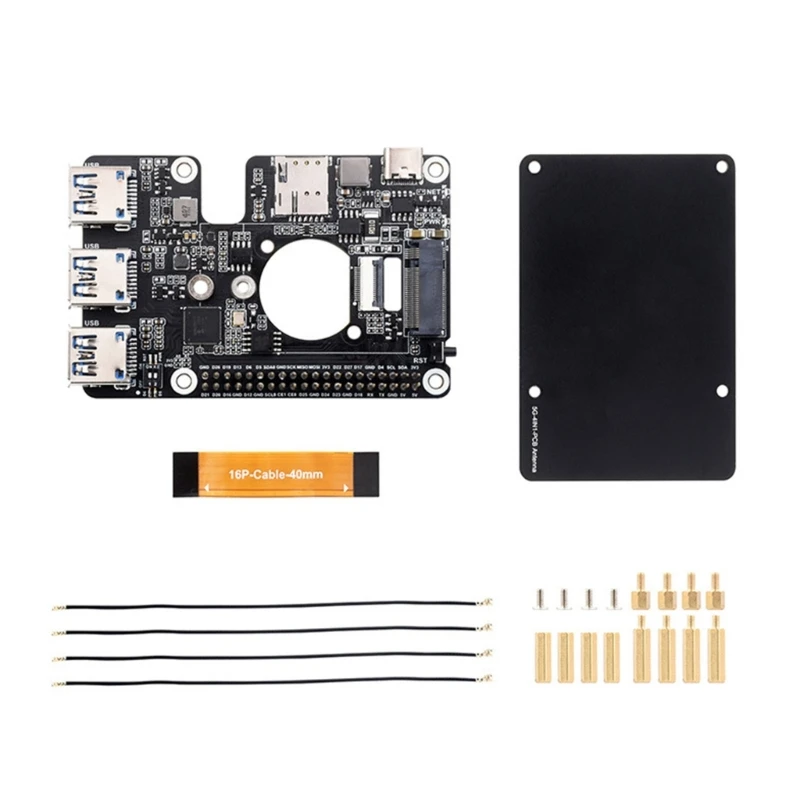 PCIe to M.2 4G/5G and USB 3.2 HAT for RPi 5 4G/5G Module M.2 Key B Interfaces Connector Expansion Card For Desktop