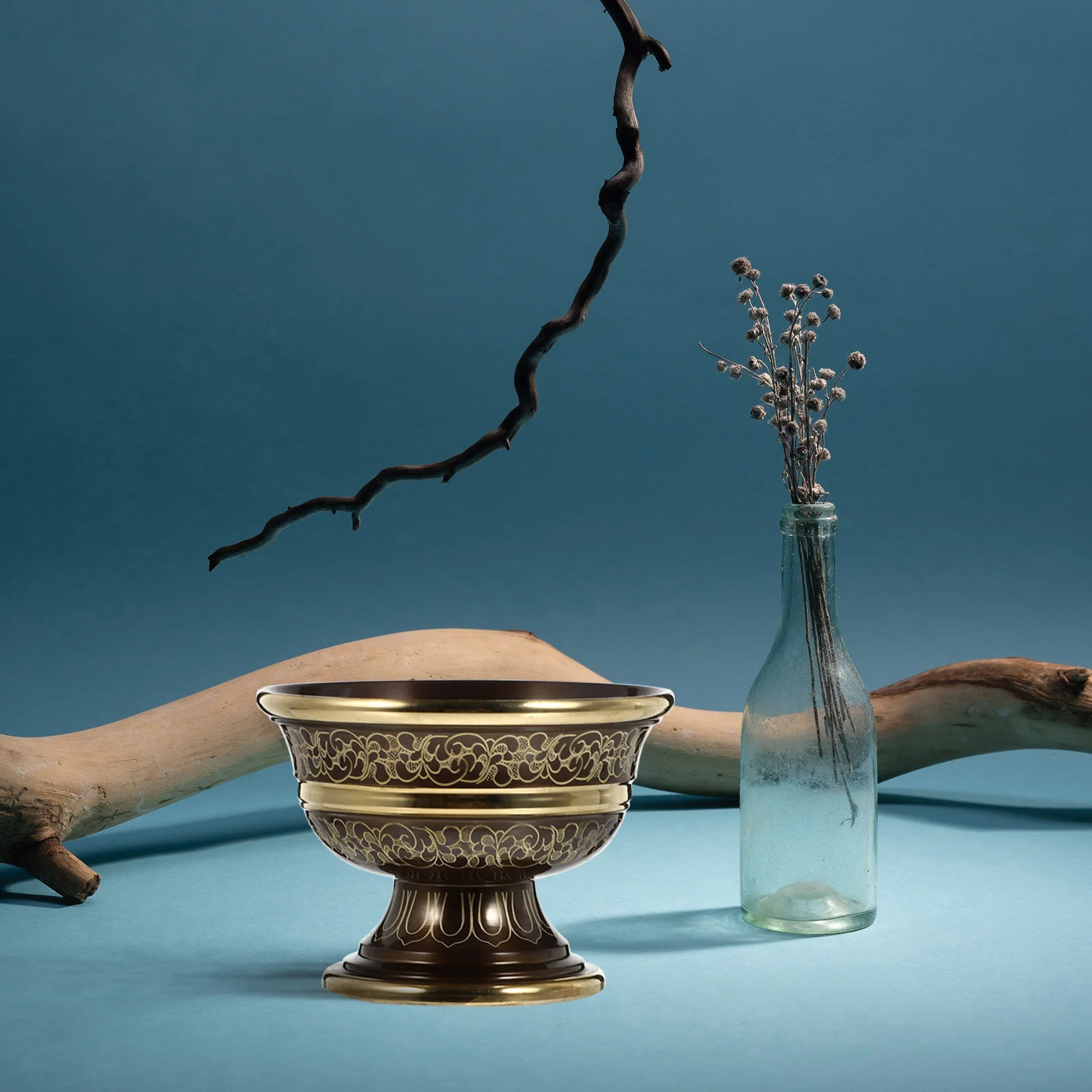 

1Pcs Brass Temple Cup Buddhist Water Offering Bowl Ritual Decor Incense Burner Smudge Meditation Yoga Home Ceremony Supply