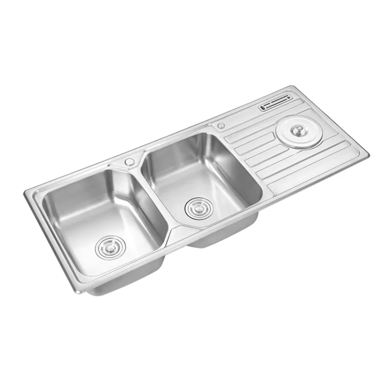 Single Sink Floating Workstation Hotel Anti-rust Nano Surface Treatment Four Hole Square Double Cupboard Kitchen