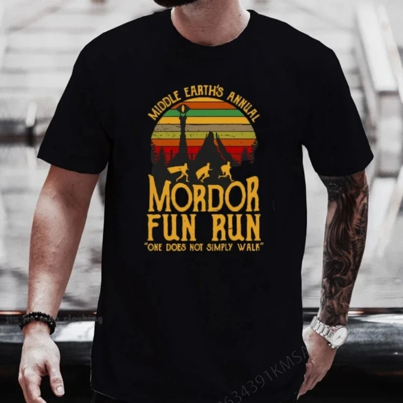 Middle Earth'S Annual Mordor Fun Run Print T Shirt Men Women Tshirts Summer Cotton Tops Tee vintage Loose Street Hip Hop T-Shirt