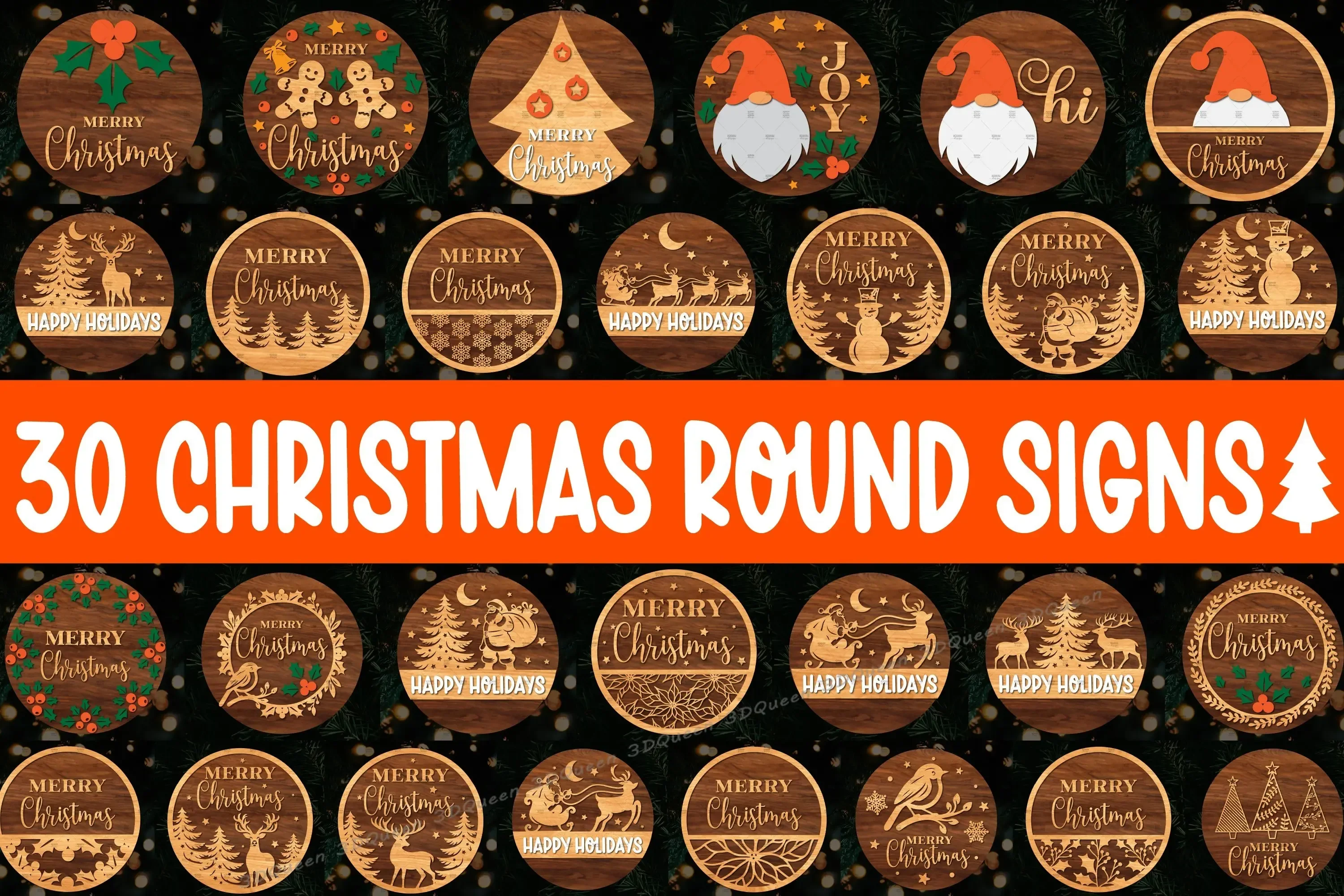 Bundle découpé au laser Super Christmas, Bundle SVG, CNC, Découpe laser, SCENES, Bâtons de fête, FAMILY, l\'horloge, ROensuLanka, Certificats ES, 300